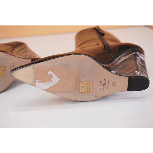 Stuart Weitzman Lucite 100 Black Patent Wedge Heel Ankle Boots SZ 6 NIB $750 - Picture 6 of 8